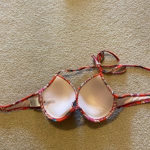 Coral Floral Bikini Top